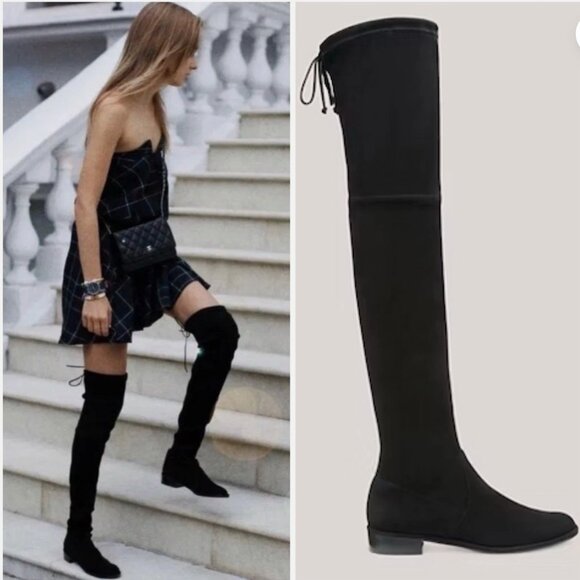 Stuart Weitzman Lowland Suede Over The Knee Boots , Black - Size 10.5 - Picture 1 of 8